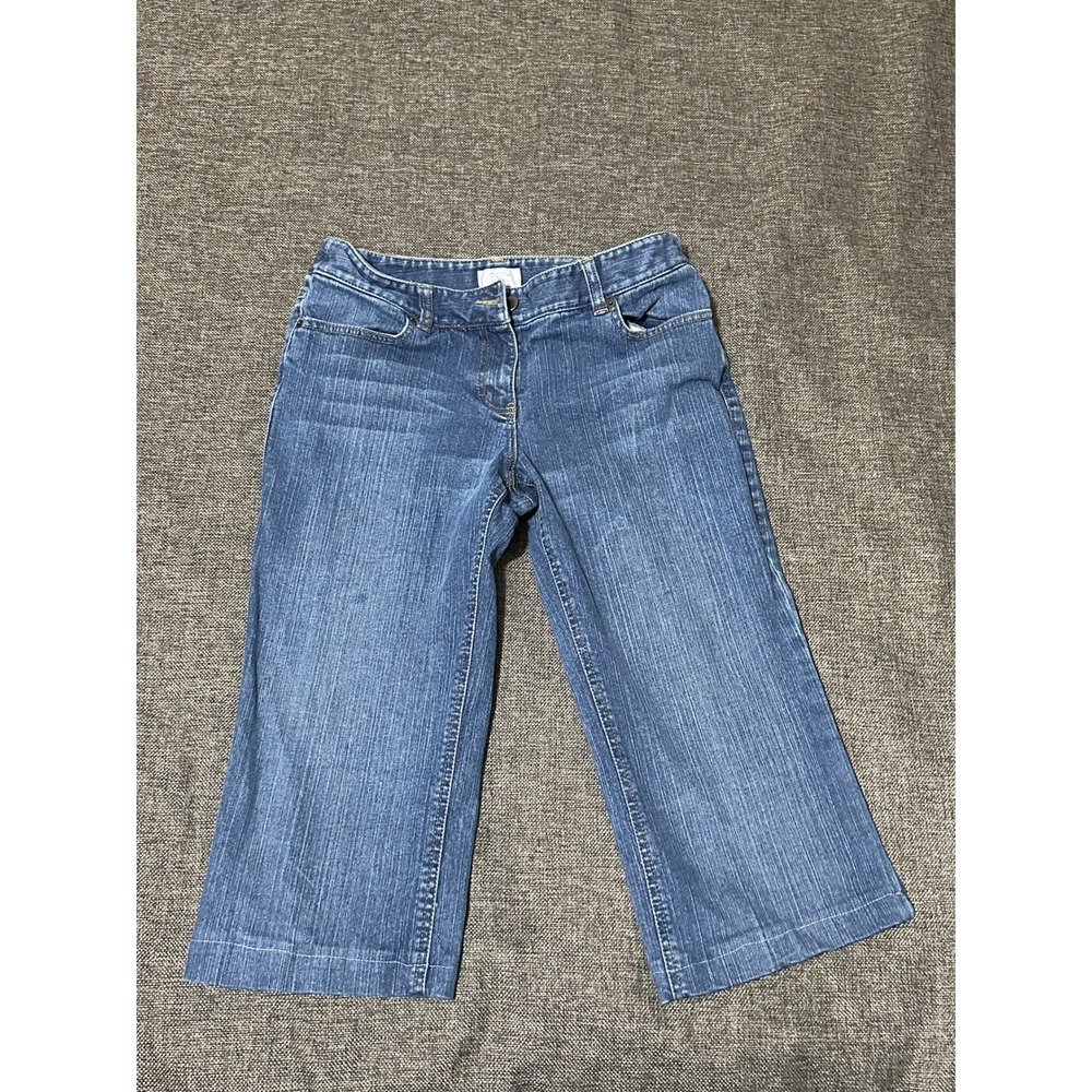 Ann Taylor Loft Women's 6 Jeans Blue Denim Embroidered Bootleg